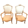 Antique Carved Wood Dining Chair Cream and Gold