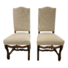 Antique Dining Chair Wood Rustic Striped Upholstery Seat