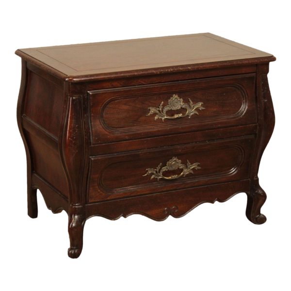 Antique French Provincial bedside table with mahogany finish