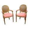 Antique French Style Dining Chair Pink Velvet Seat