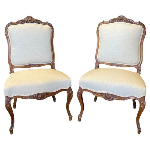 Antique Ivory Upholstered Dining Chairs