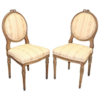 Antique Louis XV Dining Chair with Beige Upholstery