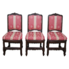 Antique Rococo Dining Chair with Red Fabric Upholstery