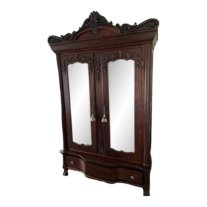 Antique Style Wood Armoire with Carved Details
