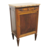 Antique Style Nightstand with Marble Top and Wood Cabinet