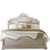 Antique Style White and Beige Wooden Bed