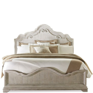 Antique Style White and Beige Wooden Bed