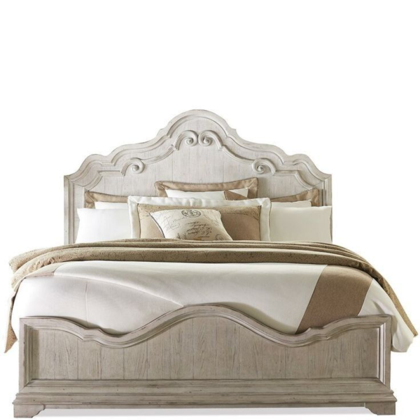 Antique Style White and Beige Wooden Bed