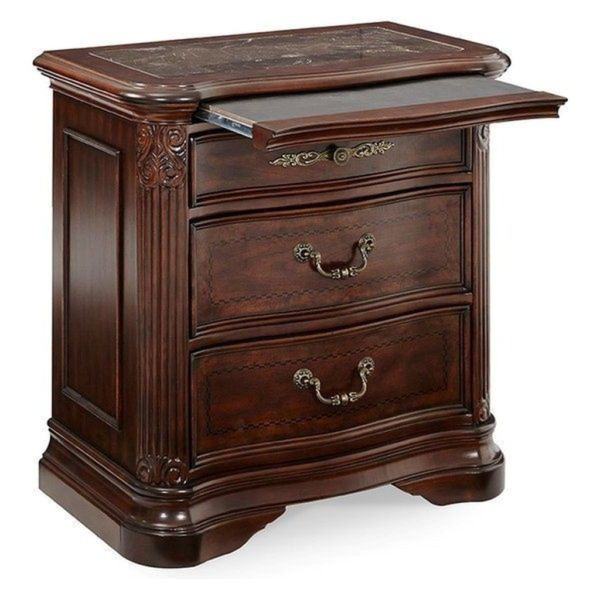 Antique Style Wood Nightstand with Drawers