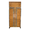 Art Deco Brown Wood Armoire with Chrome Accents