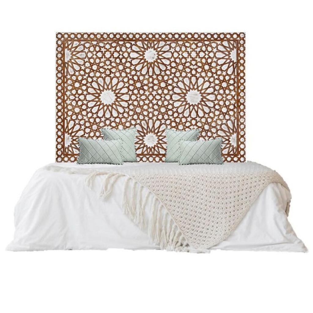 Art Deco Bed with Patterned Headboard