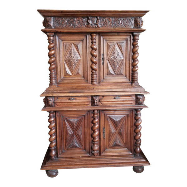 Baroque Style Brown Wood Wardrobe