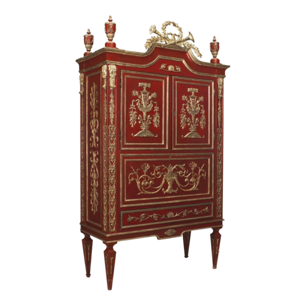 Red and Gold Baroque Style Armoire