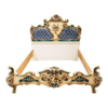 Baroque Style Bed Wood Cream Blue Leather Daabadi Furniture wholesaler
