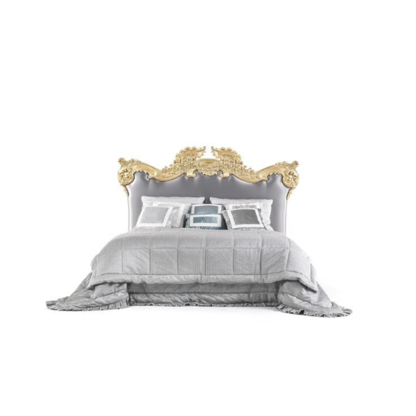 Baroque Style Bed with Gold Trimmed Headboard