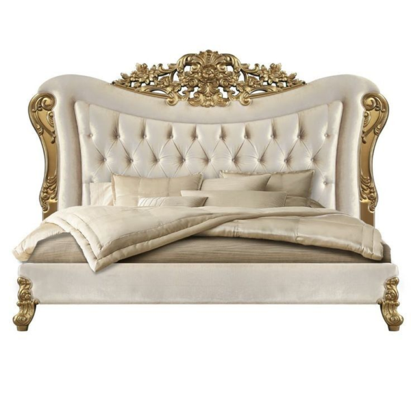 Baroque Style Cream and Gold Bed Daabadi Furniture wholesaler