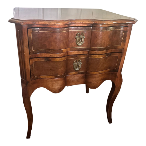 Baroque brown wood nightstand with two drawers