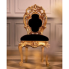 Baroque style dining chair with gold carving and black velvet seat