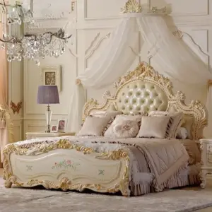 Daabadi Furniture Wholesale Classic French Bed King-Size Gold Mahogany
