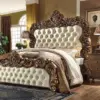 Daabadi Furniture Wholesale Classic Rococo Bed King-Size Gold Mahogany