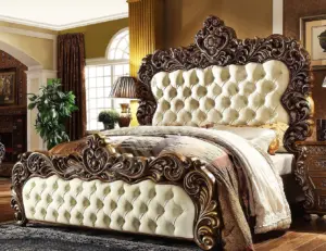Classic Rococo Bed - Gold Mahogany - 10