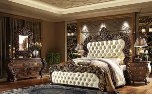 Classic Rococo Bed - Gold Mahogany - 10