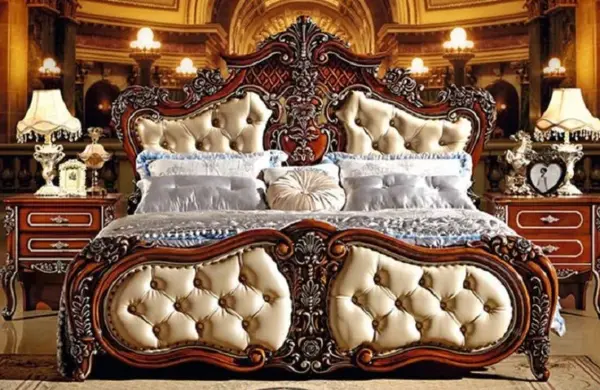 Daabadi Furniture Wholesale Classic European Antique Bed Super King-Size Brown Duco Mahogany