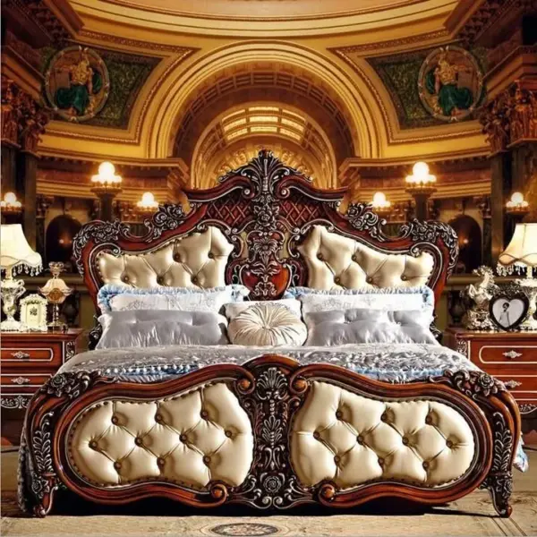 Daabadi Furniture Wholesale Classic European Antique Bed Super King-Size Brown Duco Mahogany