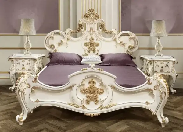 Daabadi Furniture Wholesale Classic European Antique Bed Super King-Size White Duco Mahogany