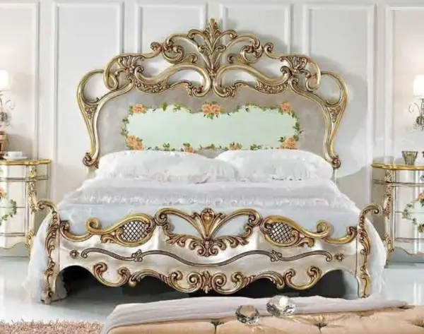 Daabadi Furniture Wholesale Classic European Antique Bed Super King-Size White Duco Mahogany