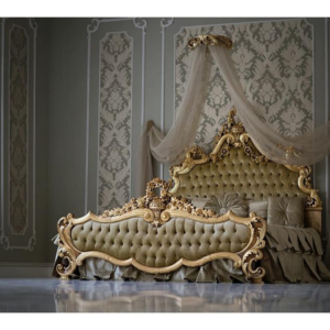 Classic French Bed - Metalic Antique Gold Mahogany - 11