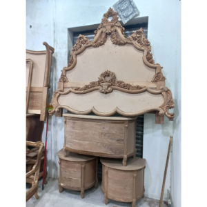 Classic French Bed - Metalic Antique Gold Mahogany - 11