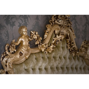 Classic French Bed - Metalic Antique Gold Mahogany - 11