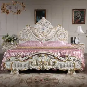 Daabadi Furniture Wholesale Classic European Antique Bed Super King-Size White Duco Mahogany