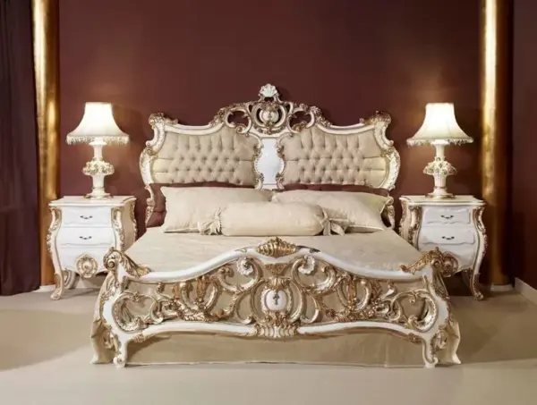 Daabadi Furniture Wholesale Classic European Antique Bed Super King-Size White Duco Mahogany