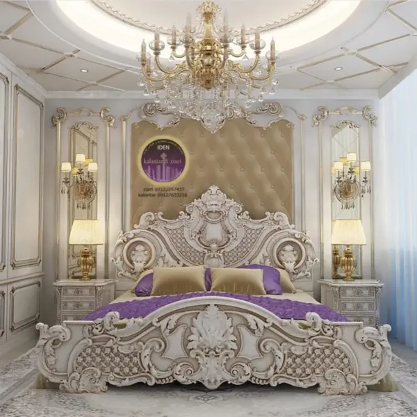 Daabadi Furniture Wholesale Classic European Antique Bed Super King-Size White Duco Mahogany