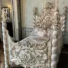 Daabadi Furniture Wholesale Classic French Luxury Bed Queen-Size White Duco Mahogany