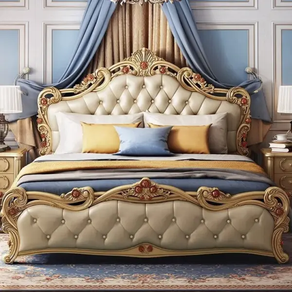 Daabadi Furniture Wholesale Classic European Antique Bed Super King-Size White Duco Mahogany