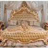 Daabadi Furniture Wholesale Classic European Antique Bed Super King-Size Gold Leaf Mahogany