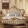 Daabadi Furniture Wholesale Classic European Antique Bed Super King-Size Gold Leaf Mahogany