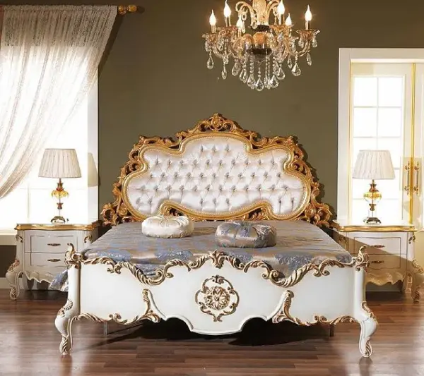 Daabadi Furniture Wholesale Classic European Antique Bed Super King-Size White Duco Mahogany