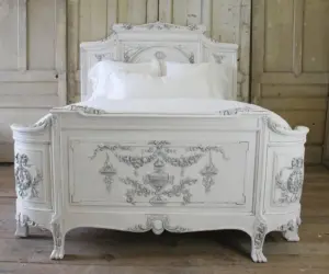 Daabadi Furniture Wholesale Classic European Antique Bed Super King-Size White Duco Mahogany