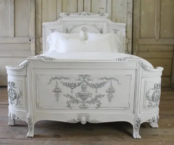 Daabadi Furniture Wholesale Classic European Antique Bed Super King-Size White Duco Mahogany