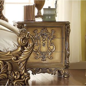 Classic European Antique Bed - Golden Leaf Mahogany - 139