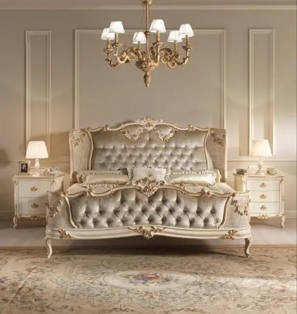 Daabadi Furniture Wholesale Classic French Provincial Bed Super King-Size Gold Mahogany