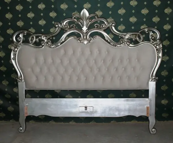 Daabadi Furniture Wholesale Classic French Provincial Bed Super King-Size Silver Leaf Mahogany