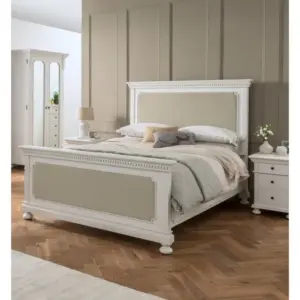Daabadi Furniture Wholesale Classic French Bed King-Size White Duco Mahogany