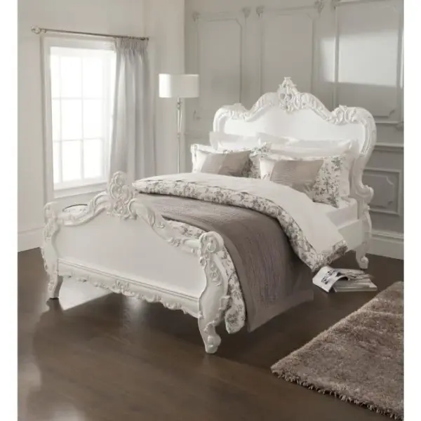 Daabadi Furniture Wholesale Classic French Bed King-Size White Duco Mahogany