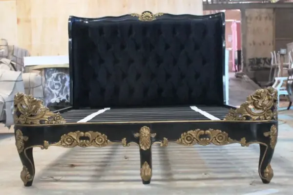 Daabadi Furniture Wholesale Classic French Painted Bed Super King-Size Black Duco Mahogany