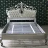 Daabadi Furniture Wholesale Classic French Painted Bed Super King-Size Silver Leaf Mahogany